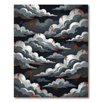 Dramatic Gray Clouds With Orange Splatter Rug