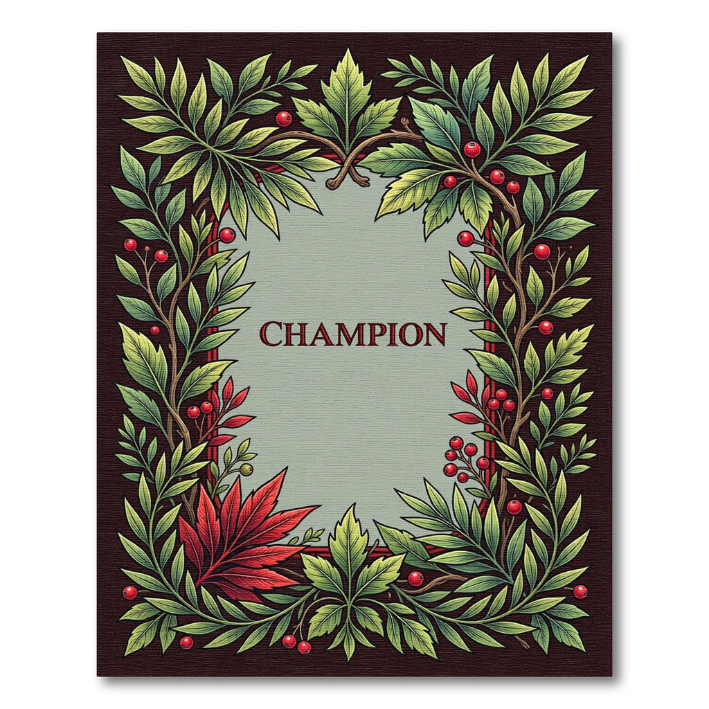 Art Nouveau Red Berry Foliage Border Rug