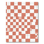 Terracotta Peach Checkered Grid Abstract Rug