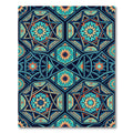 Intricate Teal and Orange Geometric Star Rug