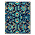 Intricate Teal and Orange Geometric Star Rug