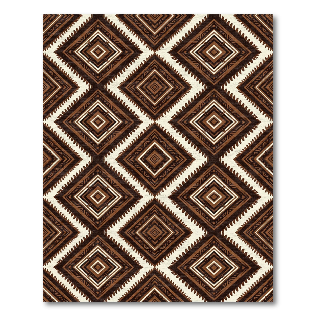 Dark Brown Diamond Zigzag Geometric Rug