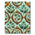 Vintage Ornate Floral Frame Mint Rug