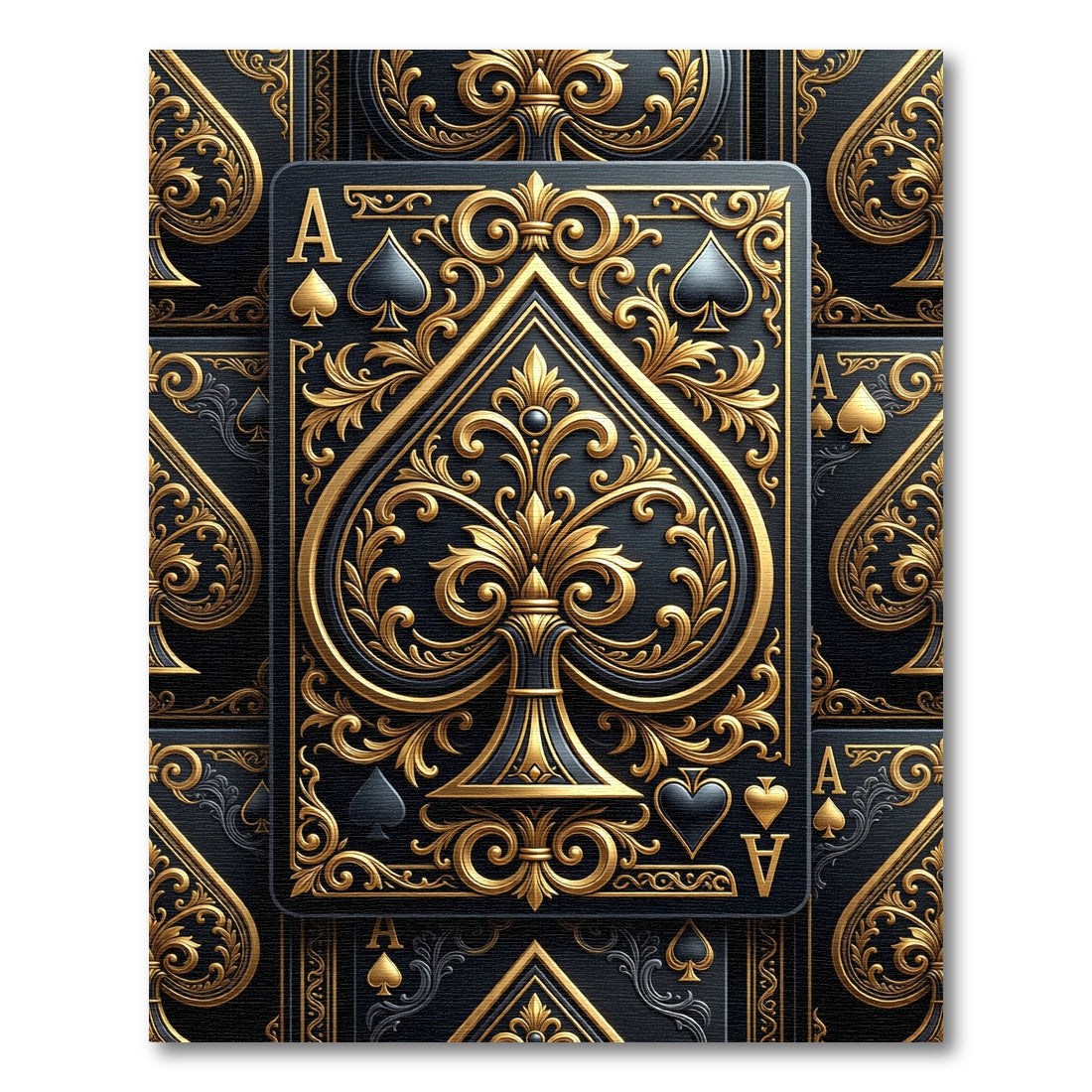 Ornate Golden Spade Ace Luxe Rug