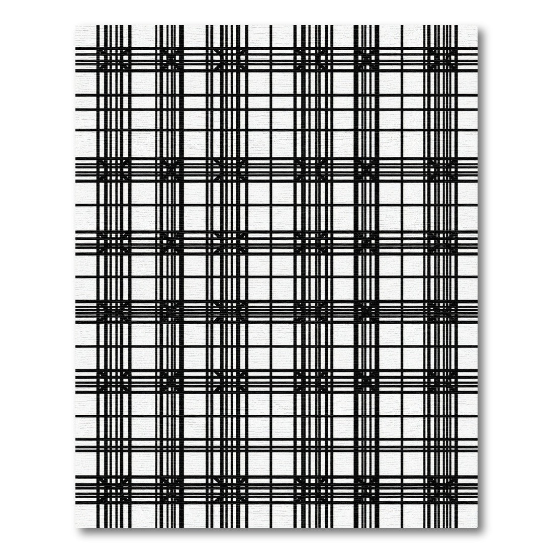 Black White Grid Classic Plaid Rug