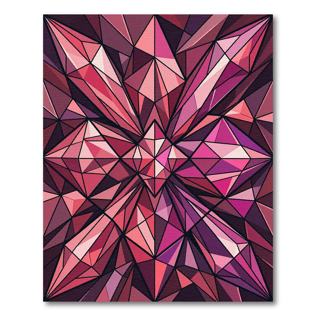 Modern Geometric Magenta Crystal Facet Rug