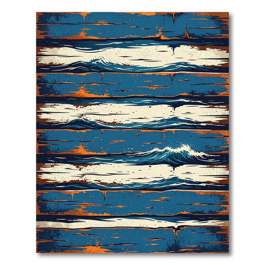 Abstract Blue and Orange Ocean Wave Rug