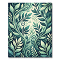 Lush Emerald Botanical Leaf Scroll Rug