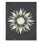 Midnight Gray Celestial Sunburst Floral Rug