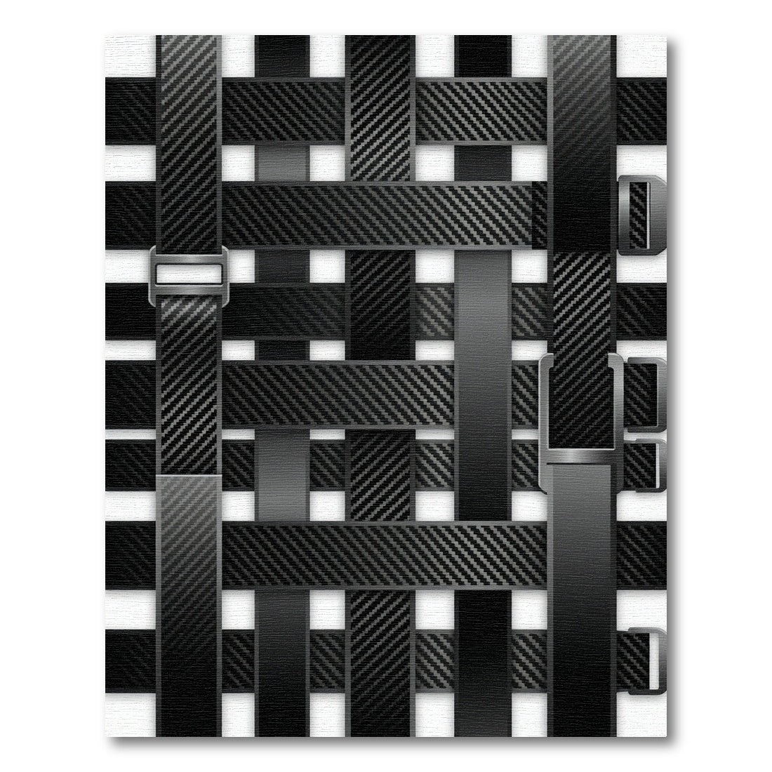 Black Carbon Fiber Weave Straps Rug