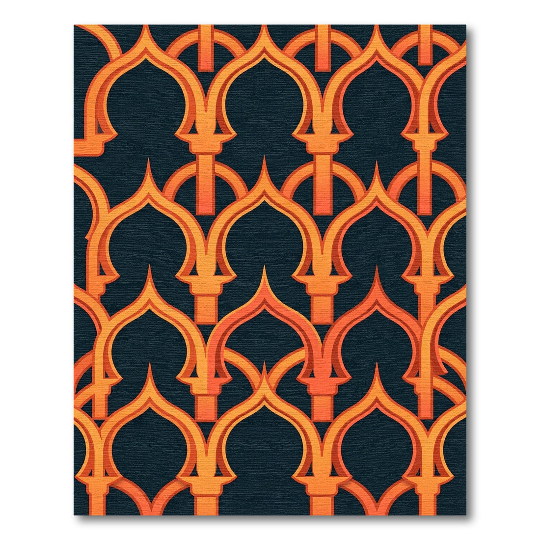 Bold Amber Arched Geometric Lattice Rug