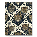 Elegant Cream Leopard Face Ink Blot Rug