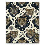 Elegant Cream Leopard Face Ink Blot Rug