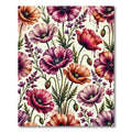 Watercolor Poppy and Lavender Botanical Garden Rug