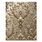 Golden Baroque Floral Swirl Rug
