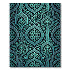 Turquoise Floral Archway Brocade Rug