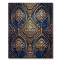 Gothic Navy Blue Gold Quatrefoil Ornate Rug