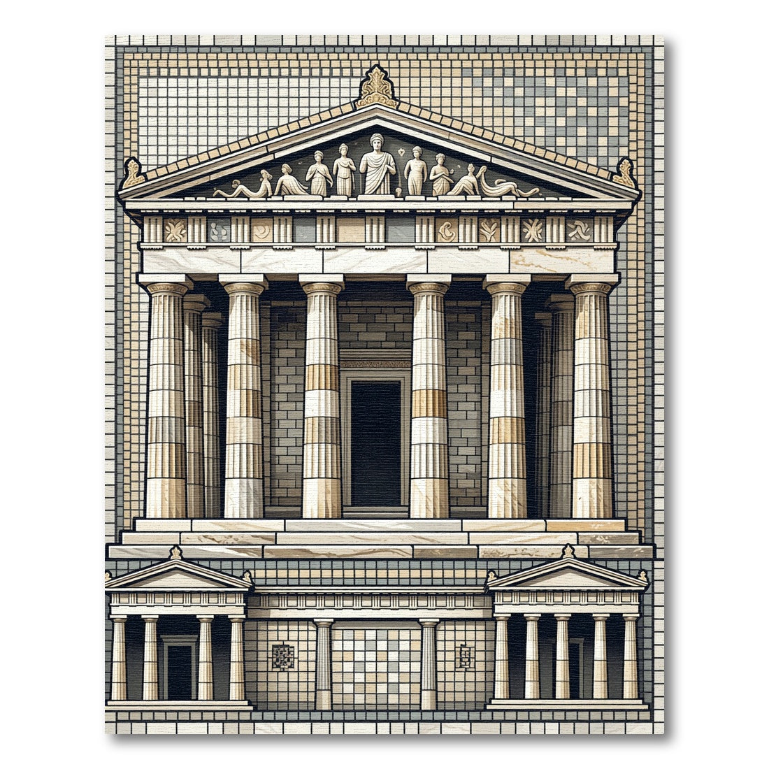 Ancient Greek Temple Columns Relief Rug