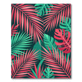 Vibrant Coral and Teal Tropical Foliage Rug