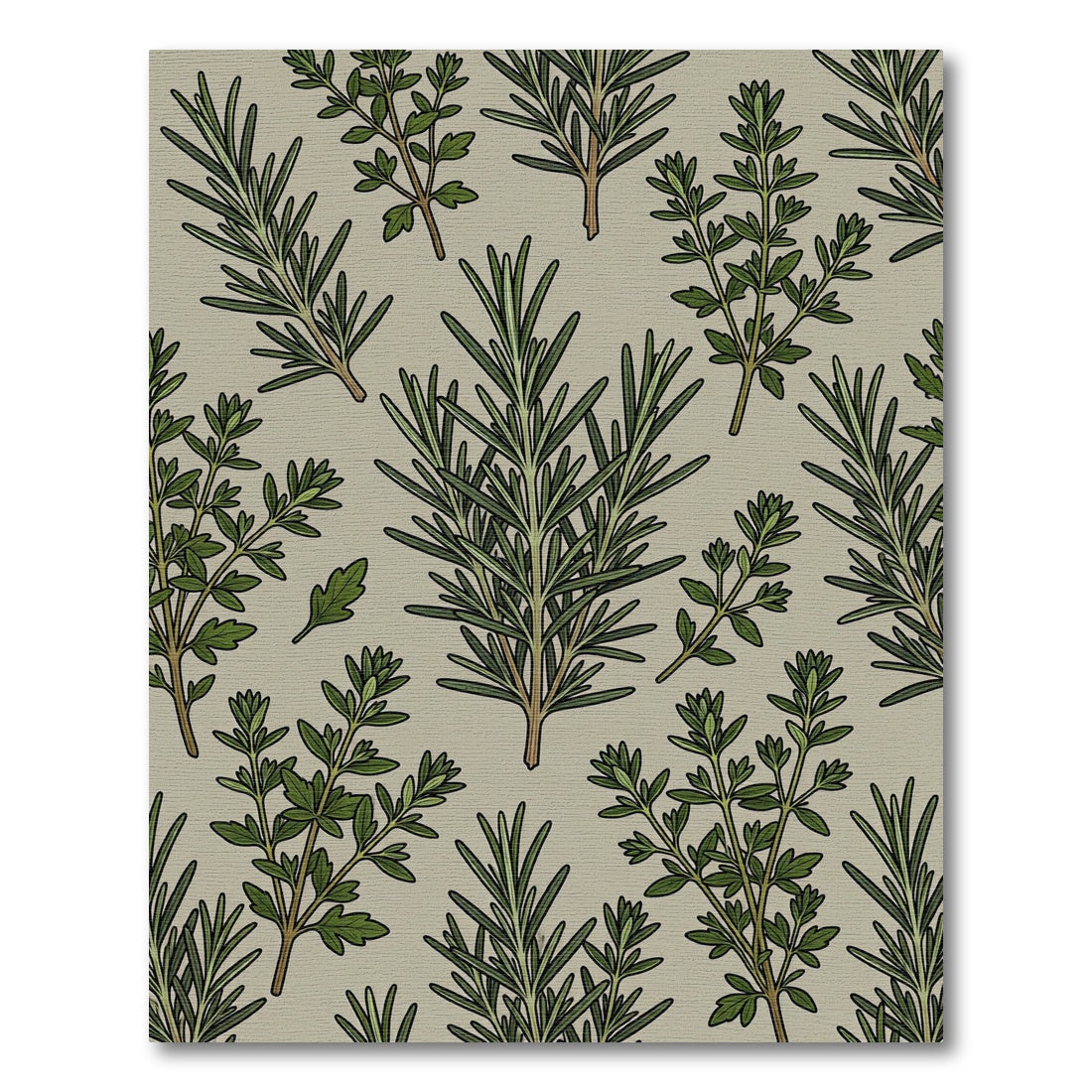 Green Herb Botanical Repeat Rug