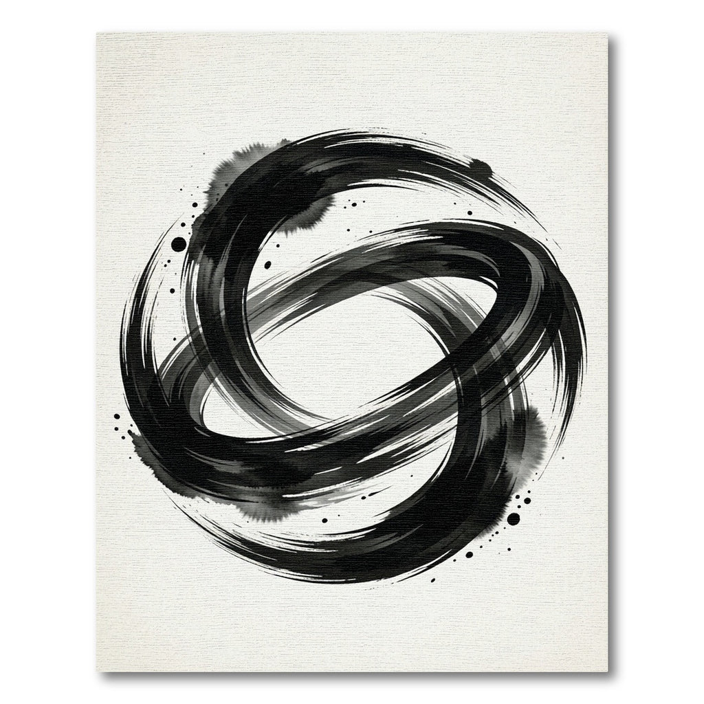 Ink Wash Black Swirl Circle Rug