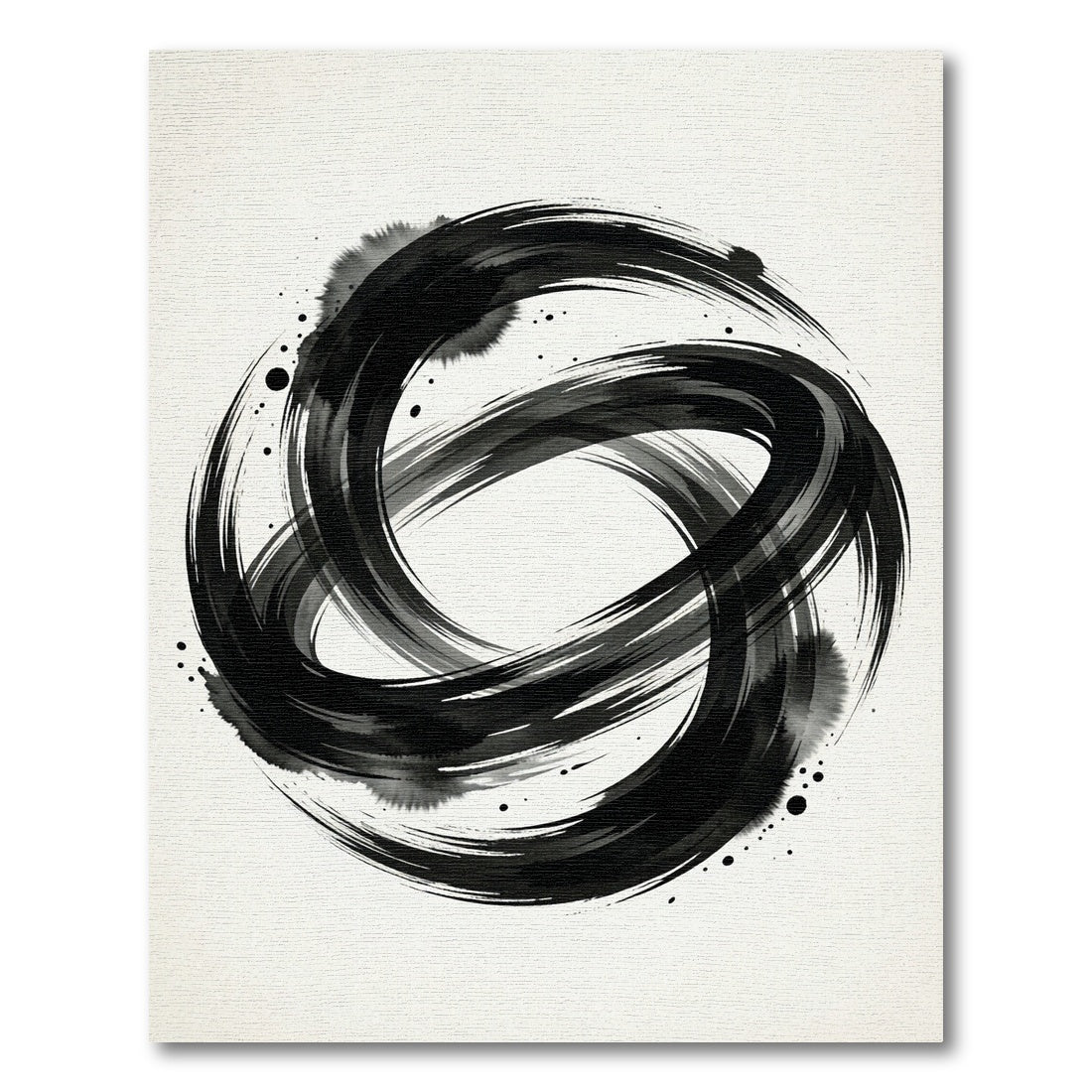 Ink Wash Black Swirl Circle Rug