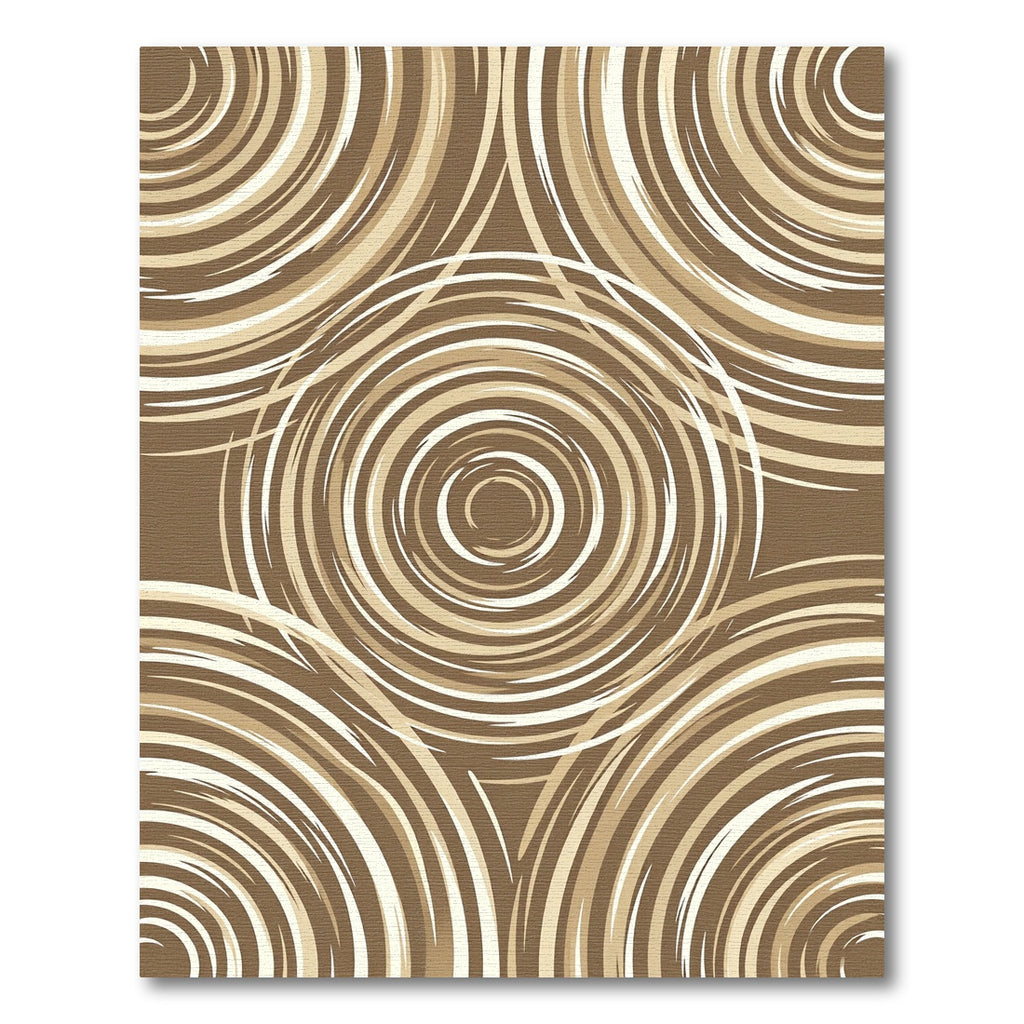 Brown Cream Swirling Circles Rug