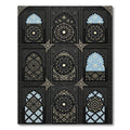 Black Arches Floral Blue Medallion Rug