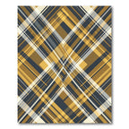 Golden Ochre Navy Diagonal Plaid Rug