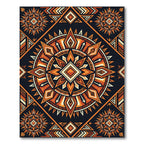 Tribal Burnt Orange Geometric Sun Medallion Rug