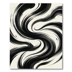 Ink Swirl Black White Waves Rug
