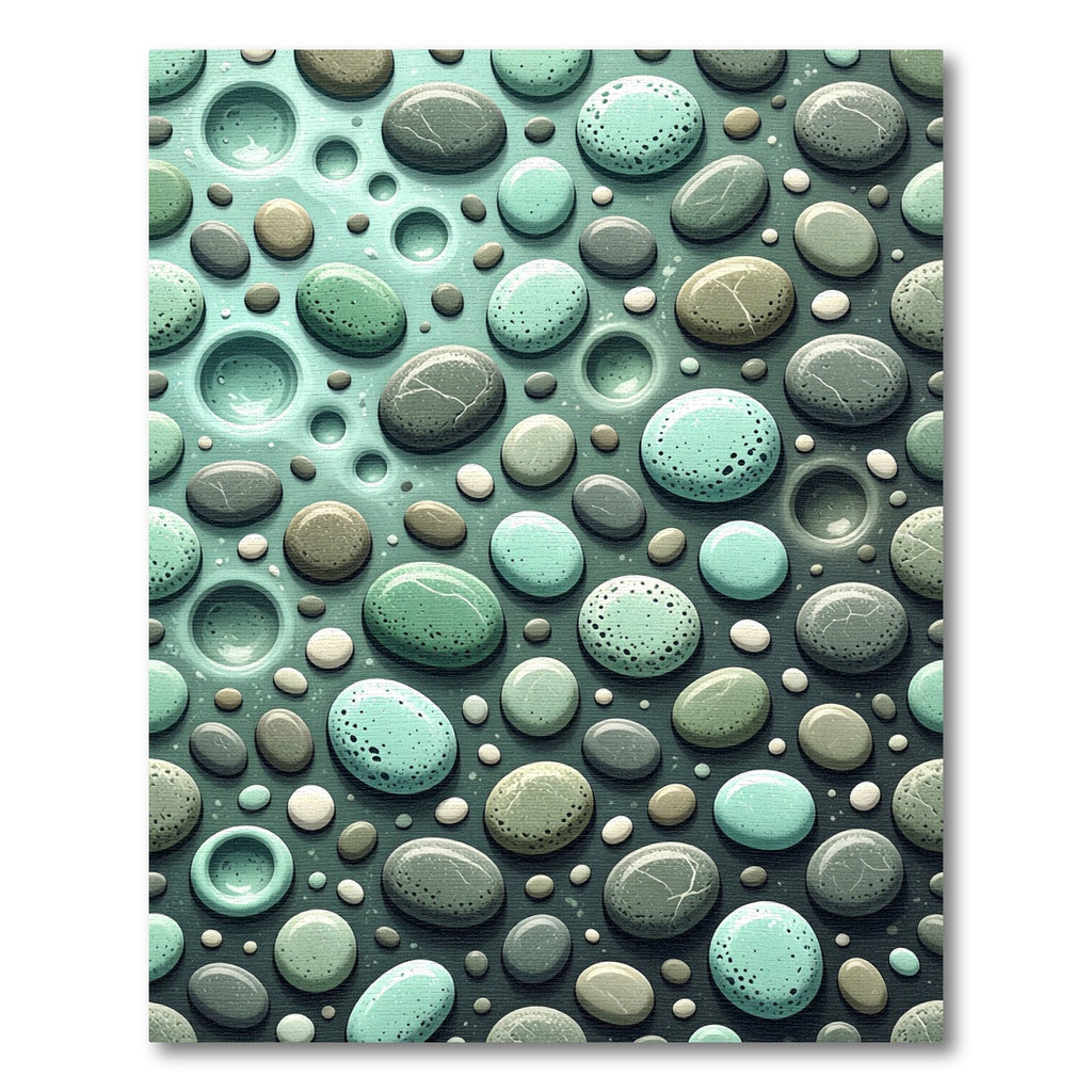 Soft Pebble Zen Aqua Stone Texture Rug