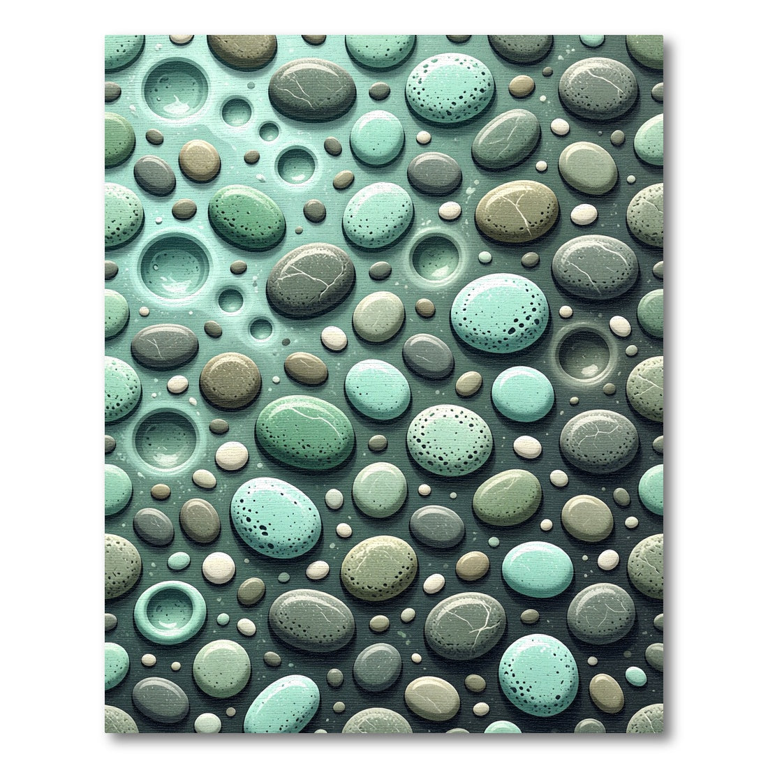 Soft Pebble Zen Aqua Stone Texture Rug