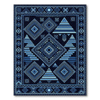 Deep Blue Geometric Tribal Diamond Rug