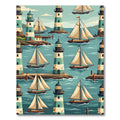 Nautical Lighthouse and Sailboat Ocean Scene Rug