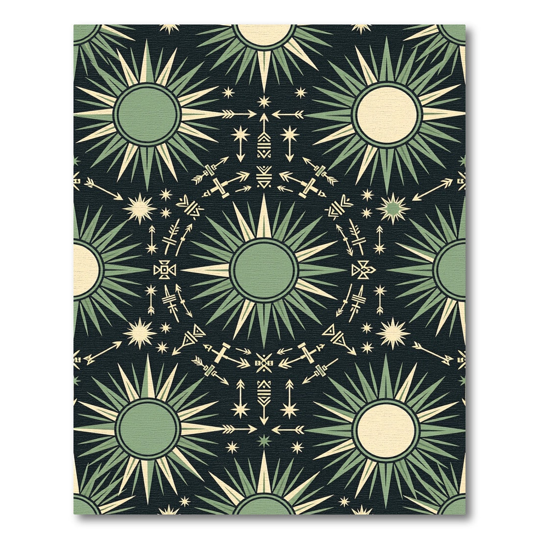 Sage Green Celestial Sunburst Arrow Rug