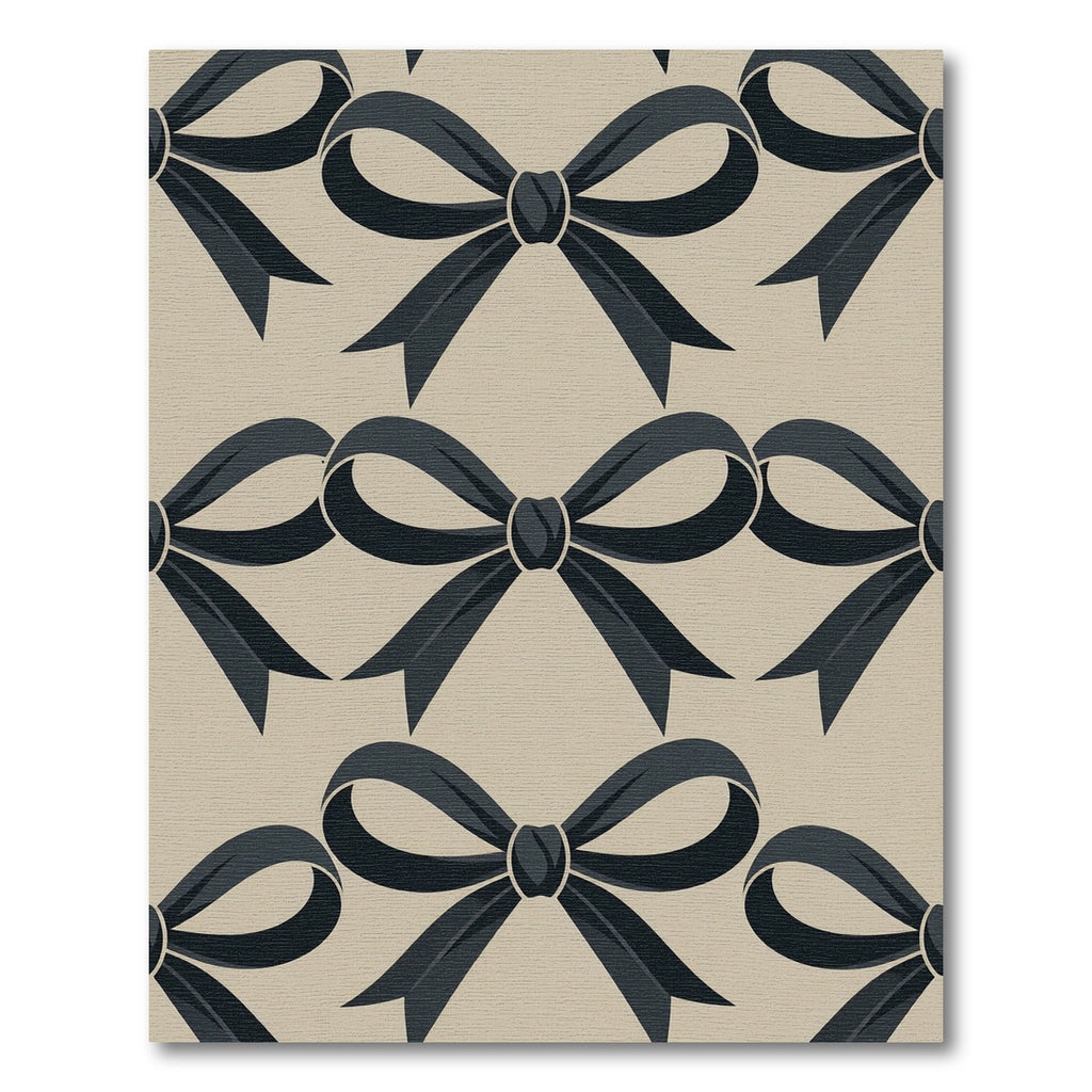 Elegant Charcoal Ribbon Bow Neutral Wallpaper Rug