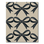 Elegant Charcoal Ribbon Bow Neutral Wallpaper Rug