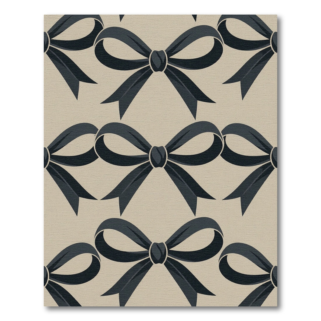 Elegant Charcoal Ribbon Bow Neutral Wallpaper Rug