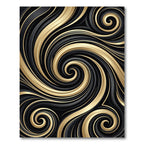 Elegant Black and Gold Swirling Abstract Rug