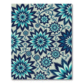 Deep Blue Teal Floral Filigree Rug