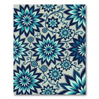 Deep Blue Teal Floral Filigree Rug