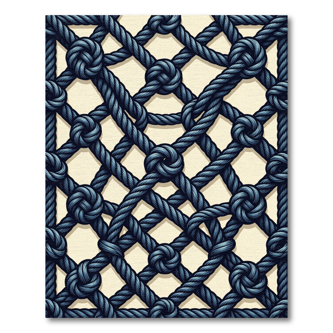 Navy Nautical Rope Grid Lattice Rug