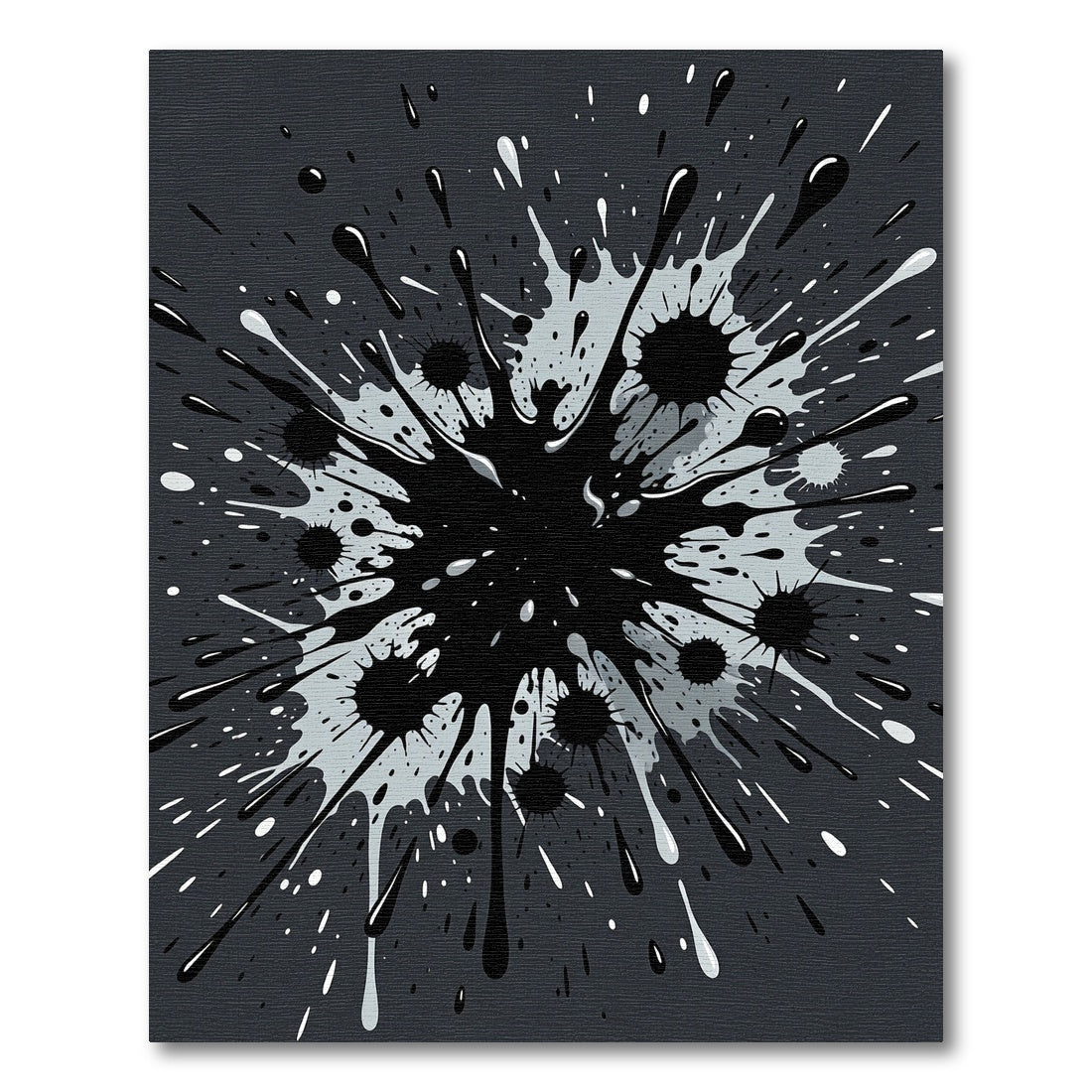 Monochrome Splash Burst Abstraction Rug