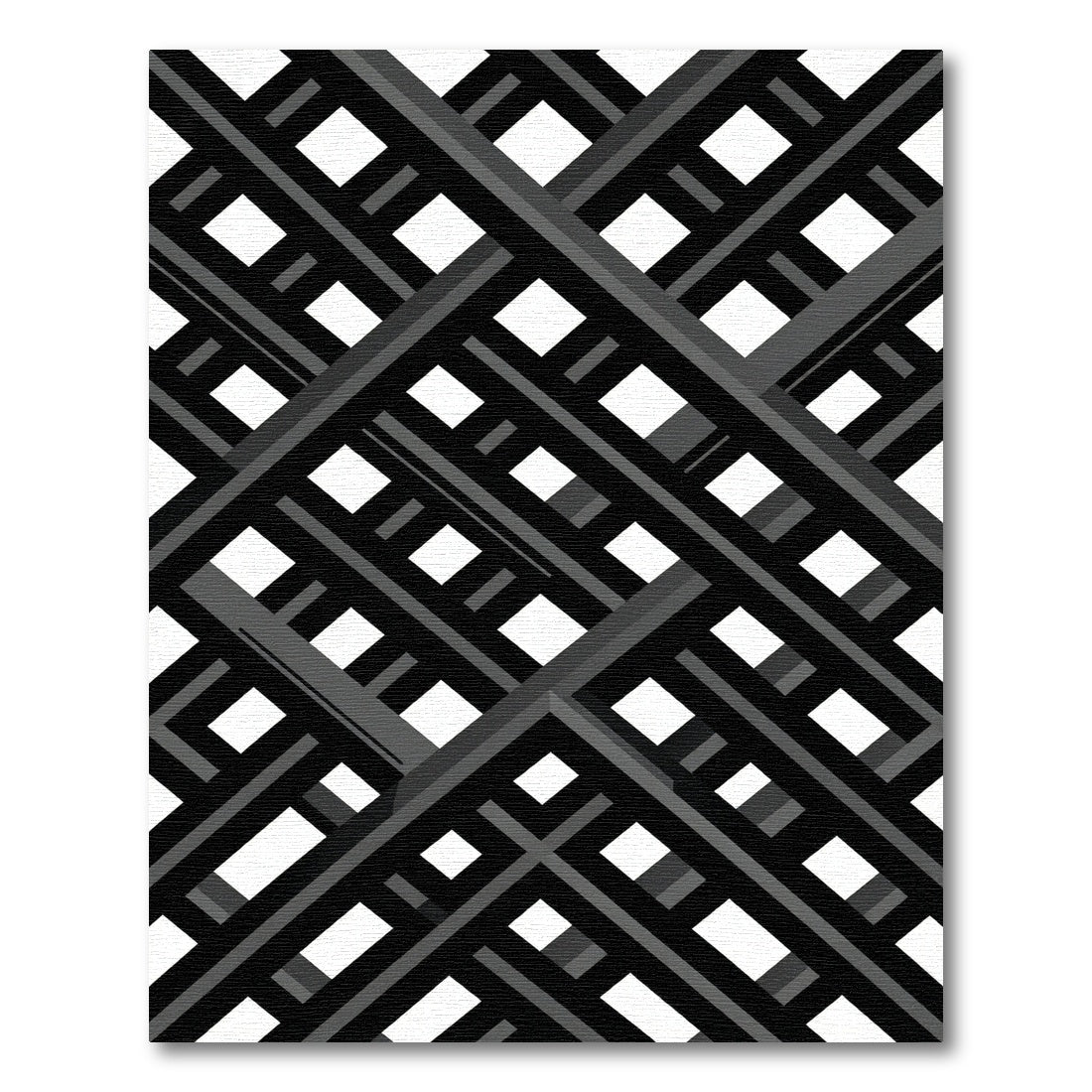 Monochrome Geometric Diagonal Grid Rug