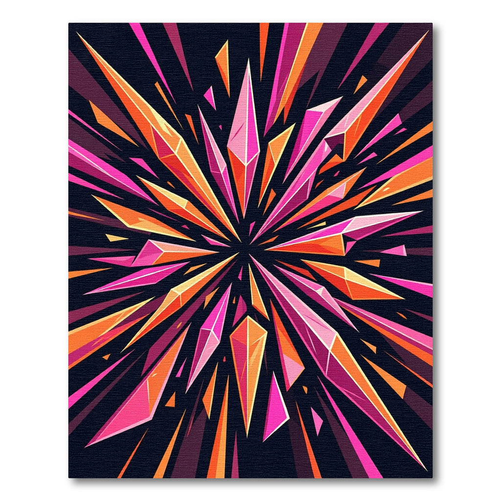 Vibrant Pink and Orange Abstract Crystal Starburst Rug