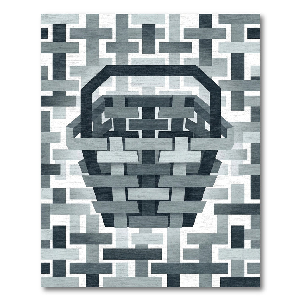 Modern Monochrome Woven Basket Geometric Rug