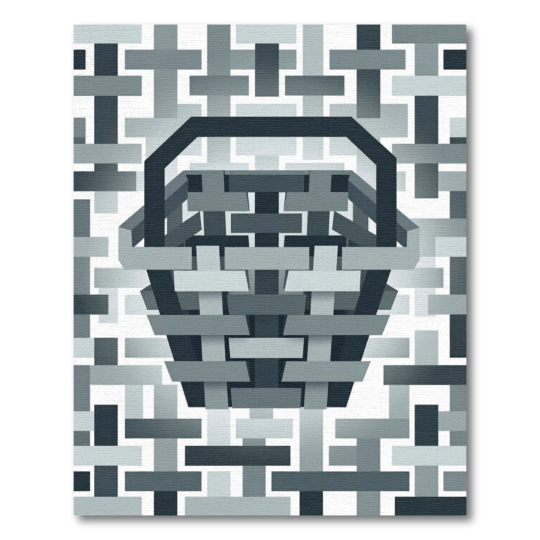 Modern Monochrome Woven Basket Geometric Rug