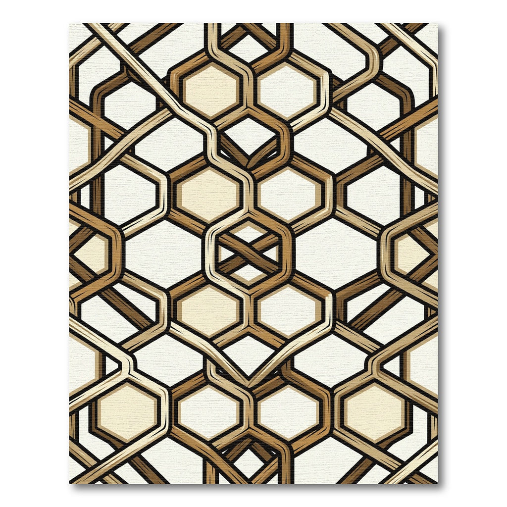 Brown Interlocking Hexagonal Weave Render Rug