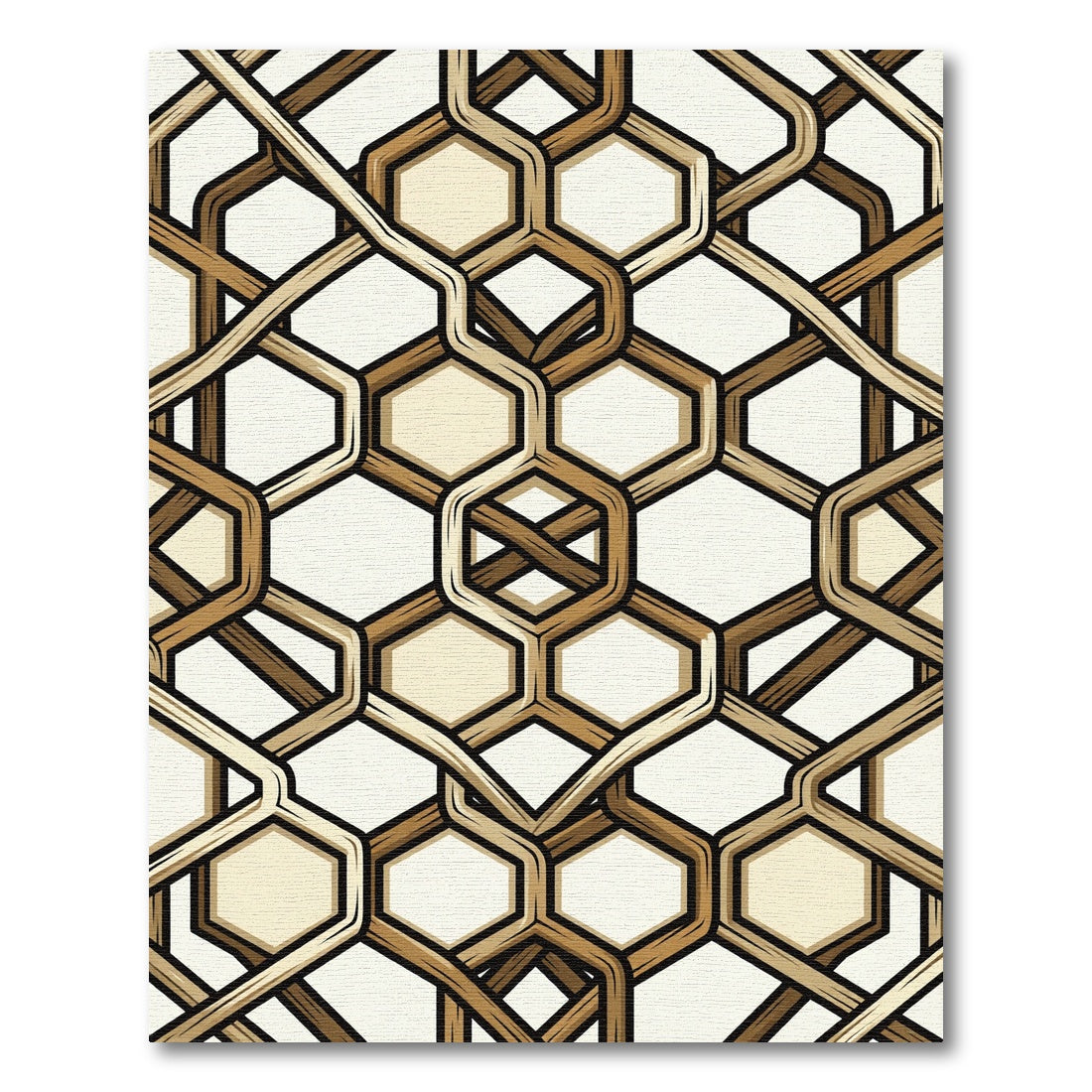Brown Interlocking Hexagonal Weave Render Rug